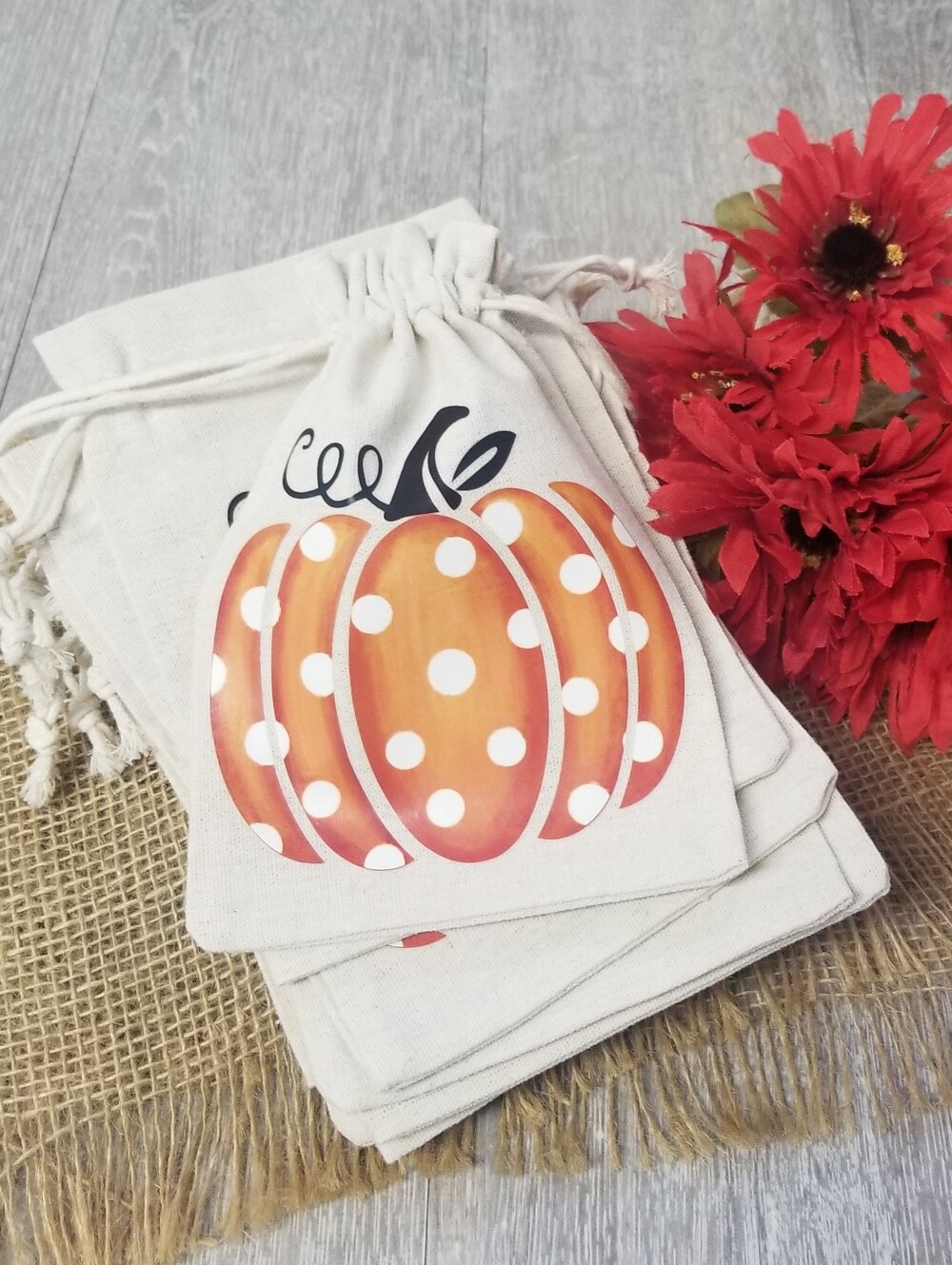 Pumpkin Themed Drawstring bags